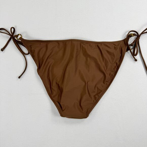 J Crew Women's O Ring Curved Waist Cheeky String Bikini Bottom 3X Brown BF173 - Picture 3 of 10